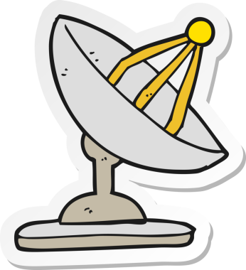 Bir insan tarafından çizilmiş bir uydu anteninin çıkartması.