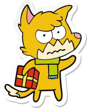 Bir insan tarafından çizilmiş, kızgın tilki etiketi.