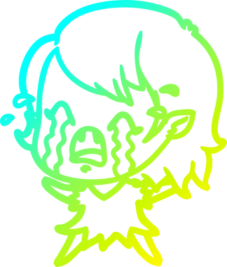 Bir insan tarafından çizilmiş ağlayan vampir kız çizgi filmi.