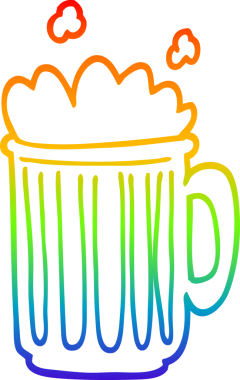 Bir insan tarafından çizilmiş bira karikatürünün gradyan çizimi.