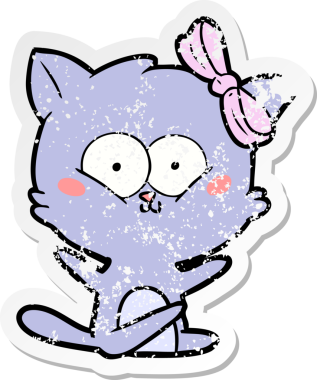 Bir insan tarafından çizilmiş karikatür bir kedinin sıkıntılı çıkartması.