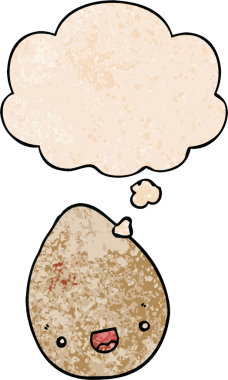 Bir insan tarafından çizilmiş grunge desenli düşünce baloncuklu çizgi film yumurtası.