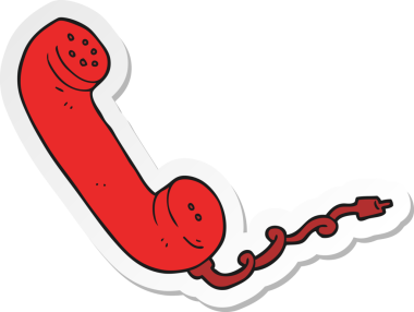 Bir insan tarafından çizilmiş çizgi film telefon alıcısının çıkartması.