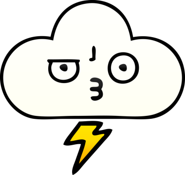 Bir insan tarafından çizilmiş gök gürültüsü bulutunun gölgelenmiş karikatürü