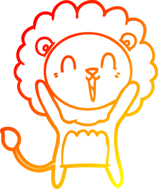 Bir insan tarafından çizilmiş gülen aslan karikatürü.