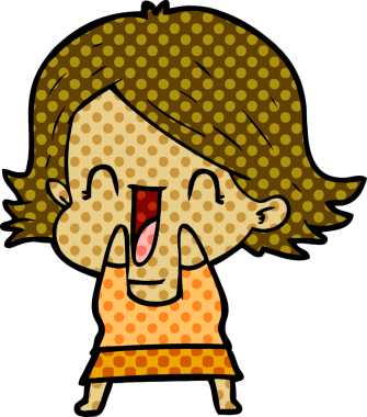 Bir insan tarafından çizilmiş mutlu bir kadın.