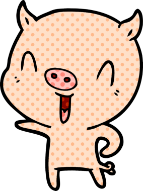 Bir insan tarafından çizilmiş mutlu çizgi film domuzu.