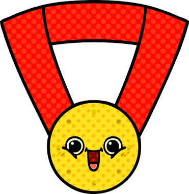 Bir insan tarafından çizilmiş altın madalyanın karikatürü.