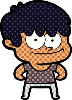 Bir insan tarafından çizilmiş mutlu çizgi film adamı.