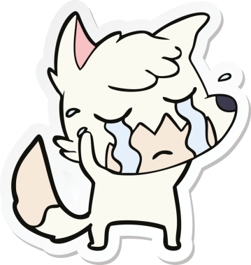 Bir insan tarafından çizilmiş ağlayan tilki çizgi filminin çıkartması.