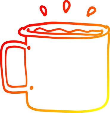 Bir insanın çizdiği bir fincan kahvenin sıcak çizgi çizimi.