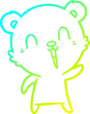 Bir insan tarafından çizilen mutlu çizgi film ayısının soğuk gradyan çizgisi.