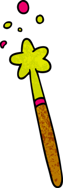 Bir insan tarafından çizilmiş sihirli bir değneğin el desenli karikatürü.