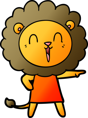 Bir insan tarafından çizilmiş gülen aslan çizgi filmi.