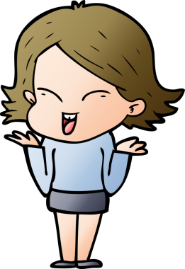 Bir insan tarafından çizilmiş mutlu çizgi film kızı.