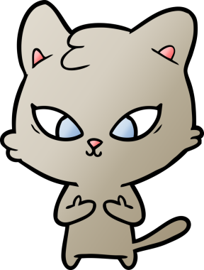 Bir insan tarafından çizilmiş sevimli çizgi film kedisi.