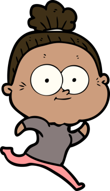 Bir insan tarafından çizilmiş mutlu yaşlı kadın çizgi filmi.