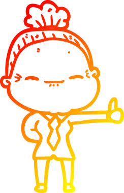 Bir insan tarafından çizilmiş barışçıl, yaşlı bir kadının sıcak çizgi çizimi.