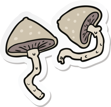 Bir insan tarafından çizilmiş bir mantar çıkartması.