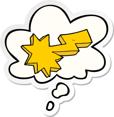 Düşünce baloncuklu karikatür yıldırımı insan tarafından çizilmiş bir çıkartma gibi.