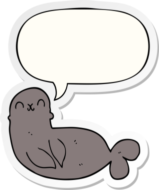 Bir insan tarafından çizilmiş konuşma balonu etiketli karikatür mührü.