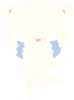 Ağlayan kutup ayısı bir insan tarafından çizilmiş düz renkli çizgi film.