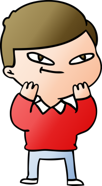 Bir insan tarafından çizilmiş çizgi film çocuğu.