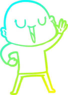 Bir insan tarafından çizilmiş, mutlu, kel bir adamın çizdiği soğuk çizgi.