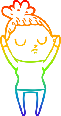 Gökkuşağı gradyan çizgi çizimi bir insan tarafından çizilmiş sakin bir kadın