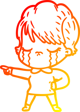 Bir insan tarafından çizilmiş, ağlayan bir çizgi kadın çizimi.