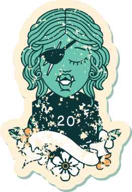 Retro Dövme Biçimi Bir insan tarafından çizilmiş 20 zarlı yarı ork