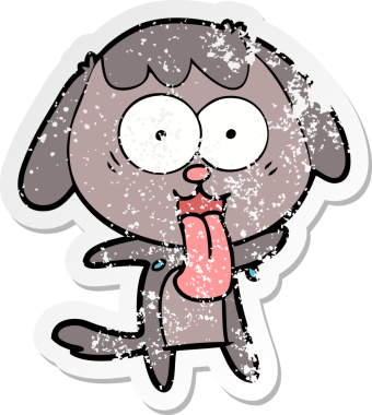 Bir insan tarafından çizilmiş şirin bir köpeğin sıkıntılı çıkartması.