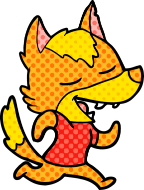 Bir insan tarafından çizilmiş tilki çizgi film karakteri