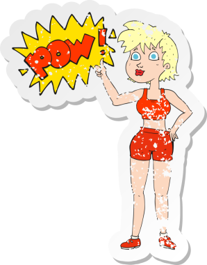 Mutlu bir jimnastik salonundaki bayanın insan tarafından çizilmiş baş parmak işareti.