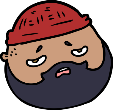 Bir insan tarafından çizilmiş sakallı bir erkek yüzü.