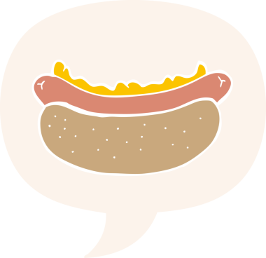 bir insan tarafından çizilmiş, konuşma baloncuklu çizgi film sosislisi.