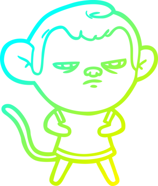 Bir insan tarafından çizilmiş bir çizgi maymun çizimi.