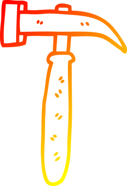 Bir insan tarafından çizilmiş karikatür çekicin sıcak eğimli çizgisi.