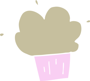 Bir insan tarafından çizilmiş düz renkli çizgi film keki.