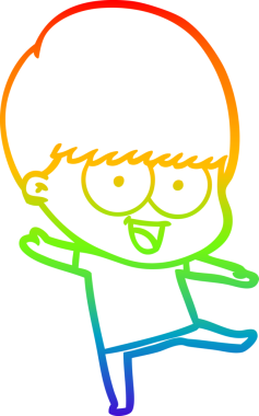 gökkuşağı gradyanı çizimi bir insan tarafından çizilmiş mutlu bir çizgi film çocuğu