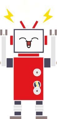 Bir insan tarafından çizilmiş düz renkli bir robot karikatürü