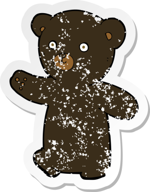 Bir insan tarafından çizilmiş siyah ayı yavrusunun gerilemiş çıkartması.