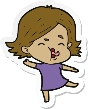 Bir insan tarafından çizilmiş bir karikatür kızının çıkartması.