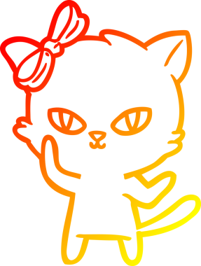 Bir insan tarafından çizilmiş sevimli bir çizgi film kedisinin sıcak çizgi çizgisi.