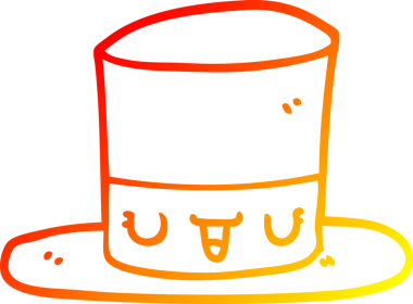 Bir insan tarafından çizilmiş bir çizgi film silindir şapkasının sıcak çizgi çizimi