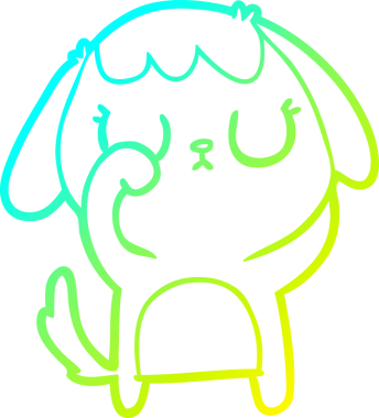 Bir insan tarafından çizilmiş şirin bir çizgi köpeğin soğuk gradyan çizgisi.