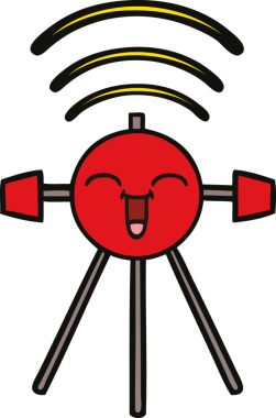 Bir insan tarafından çizilmiş sevimli bir uydu karikatürü.