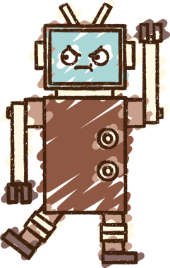 Bir insan tarafından çizilen robot tebeşiri.