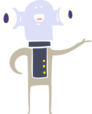 Bir insan tarafından çizilmiş düz renk çizgi film uzaylı jesti.