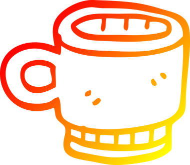 Bir insan tarafından çizilmiş bir kahve fincanının sıcak çizgi çizimi